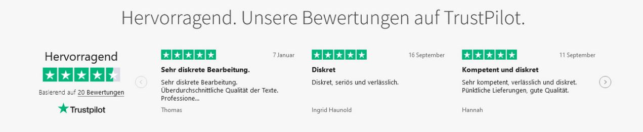 Trustpilot Bewertungen Ghostwriters.ch